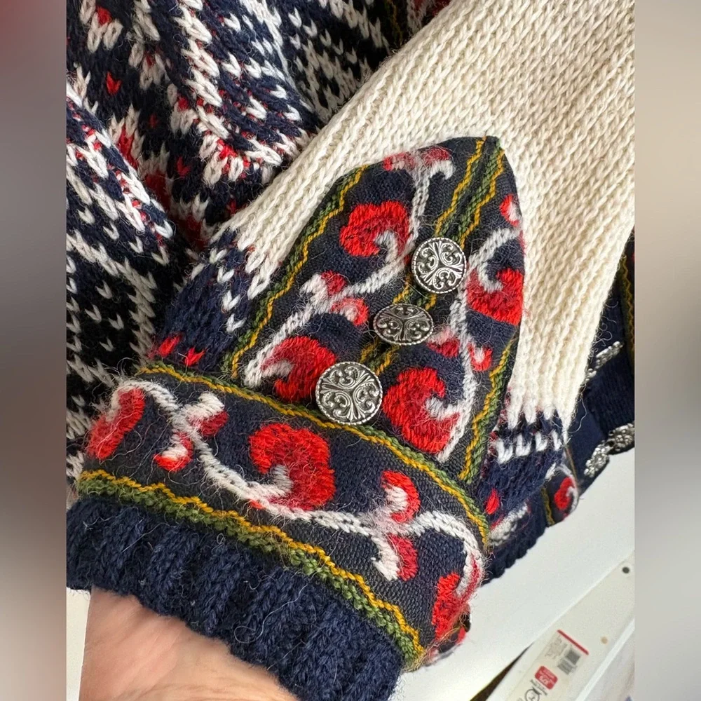 Vintage Wool Firda Clasp Sweater A.S Evebofoss Sandane Norway Womens 48 Nordic - Picture 4 of 5